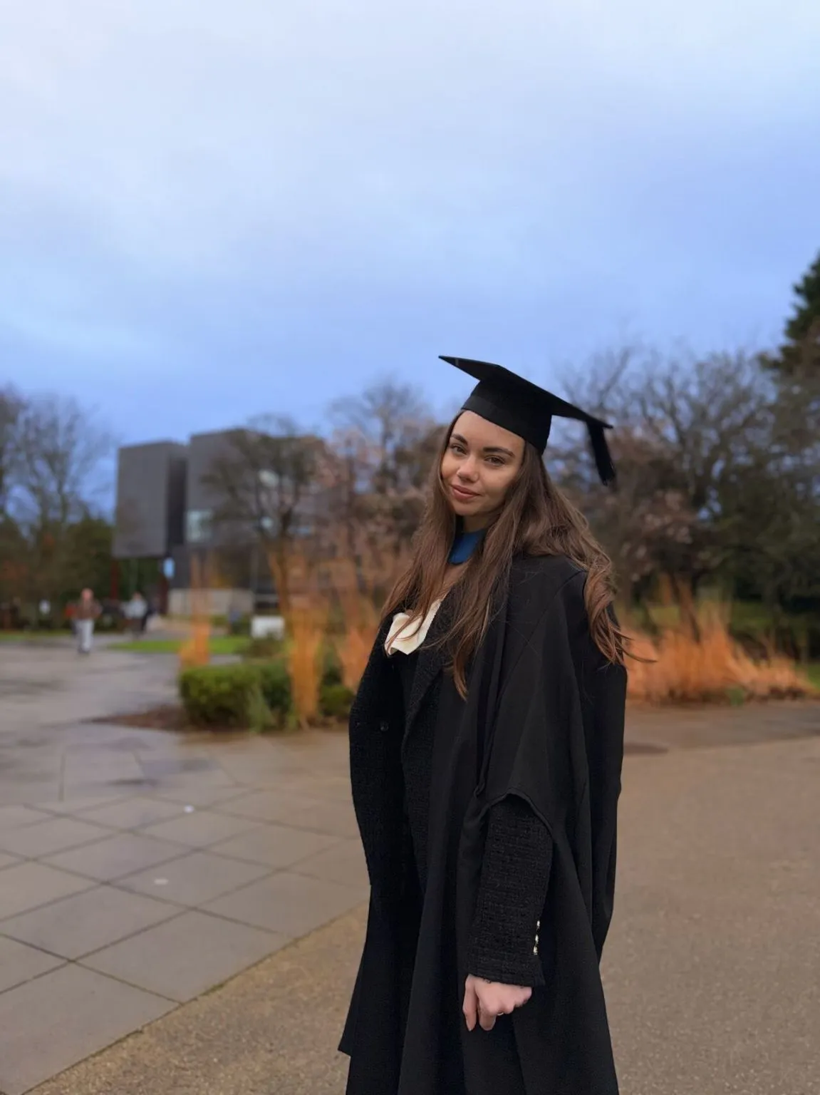 Anna Sofia in cap and gown on graduation day